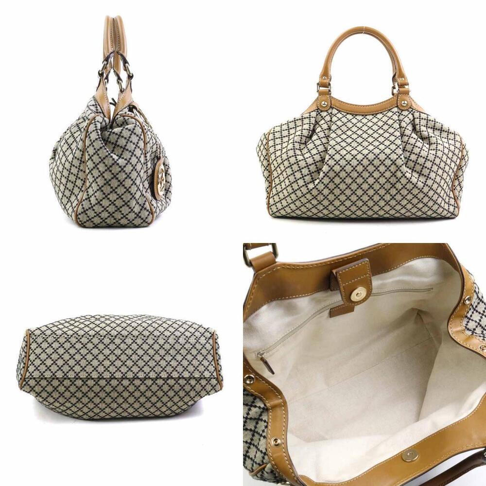 Gucci Diamante canvas black Sukey brown leather handbag